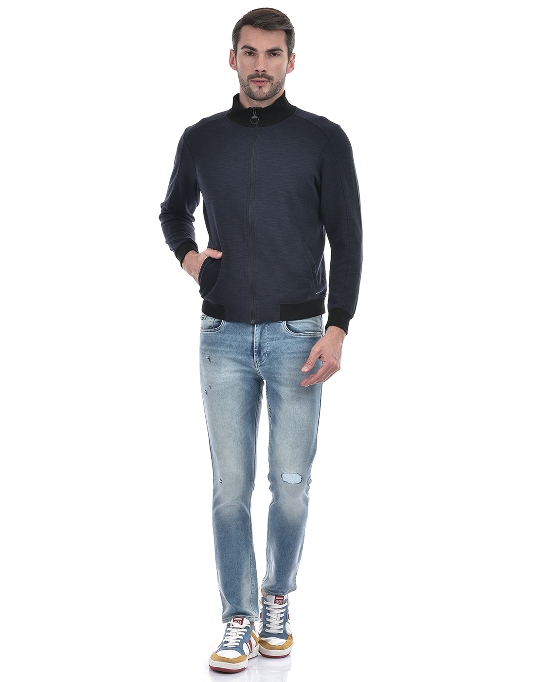 Numero Uno Men Solid Dark Blue Sweat Shirt
